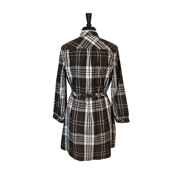 TUCKERNUCK Cedar Check Crosby Dress Brown Plaid Button Front Women's Sz L - Picture 5 of 12